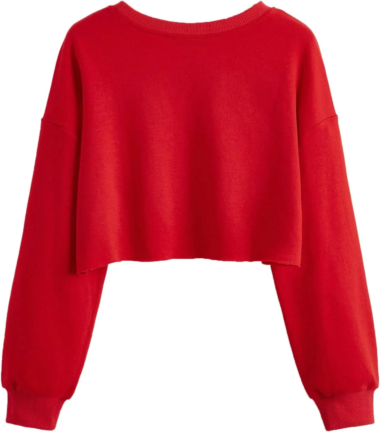 SweatyRocks Women's Casual Long Sleeve Raw Hem Pullover Crop Tops Sweatshirts