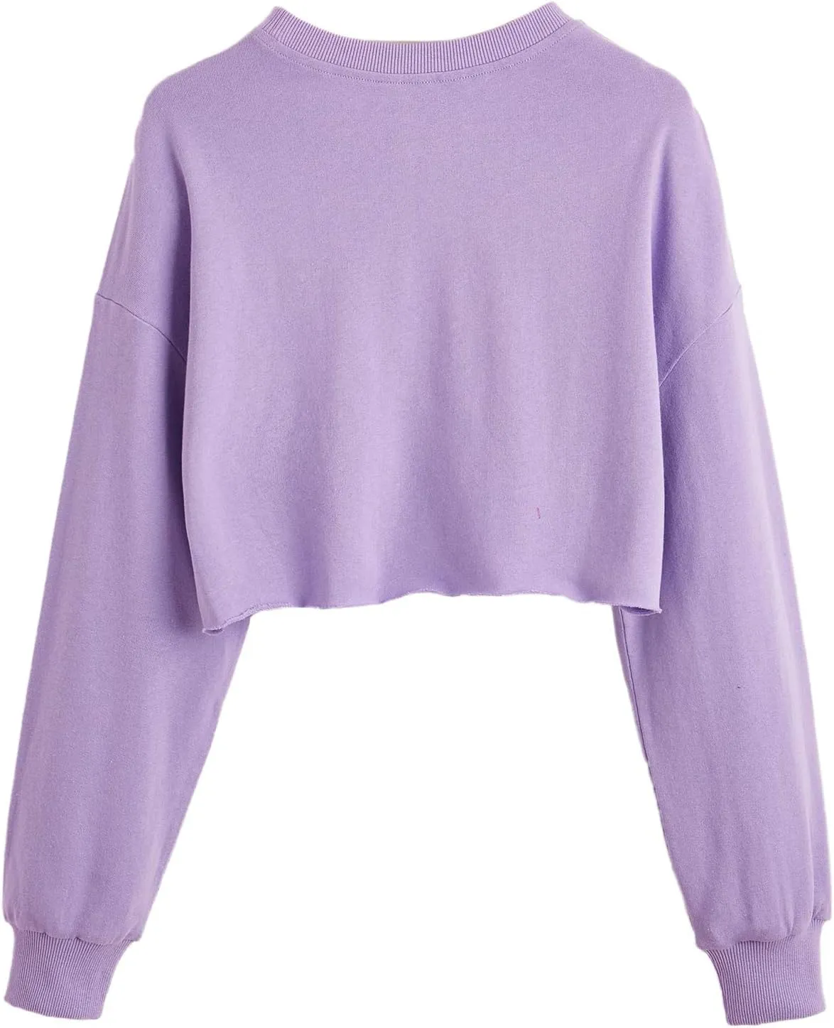 SweatyRocks Women's Casual Long Sleeve Raw Hem Pullover Crop Tops Sweatshirts