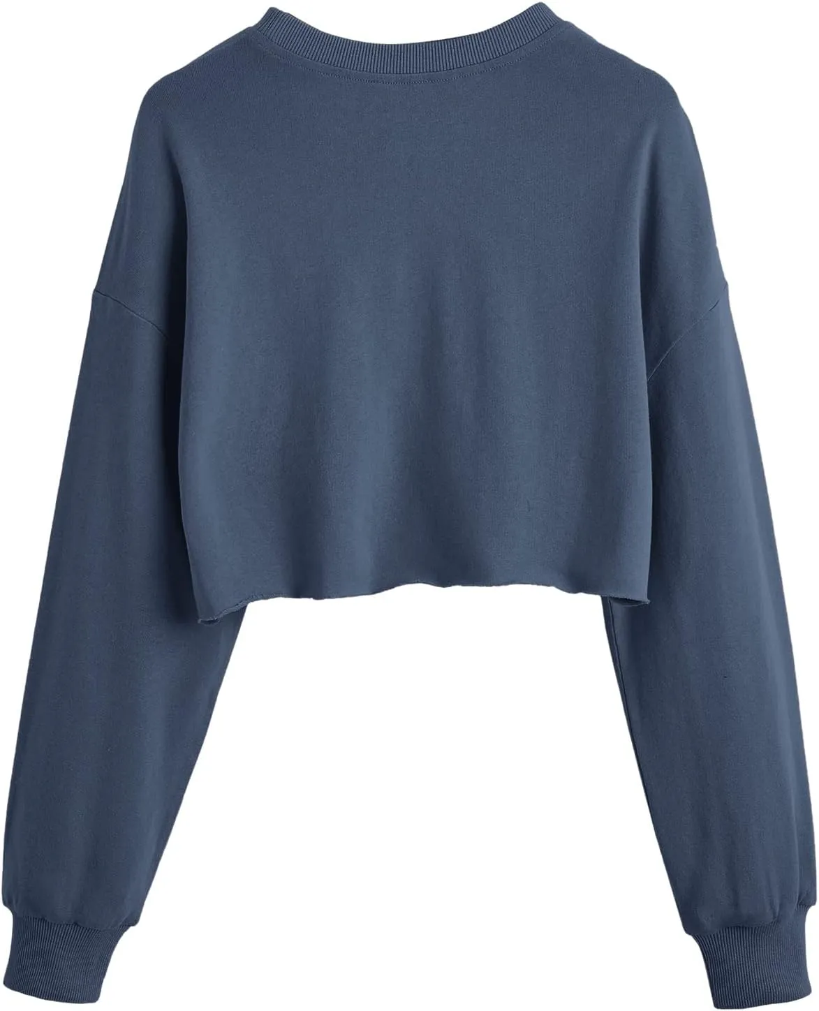 SweatyRocks Women's Casual Long Sleeve Raw Hem Pullover Crop Tops Sweatshirts
