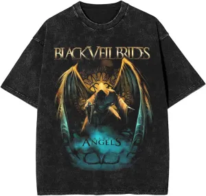 T Shirt Black Music Veil Band Brides Men's Women's Vintage Oversized Tees Fashion Short Sleeves Tops
