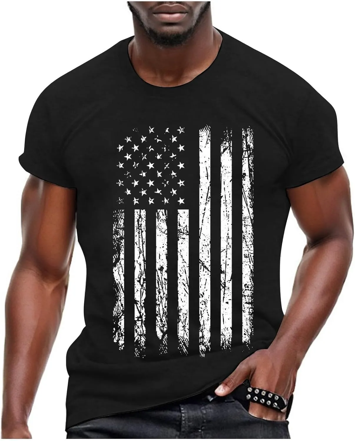 T Shirt Full-Cut Cotton Pocket Tee for Men Crewneck T-Shirt Shirts Pullover 4XL Black Mens Men's Heavy Taped