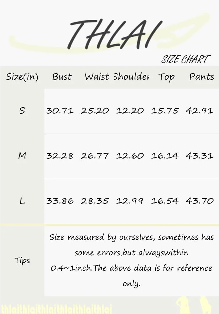 THLAI Women's 2 Piece Casual Knit Sets Sleeveless Top Wide Pants Lounge Stripe Outfits