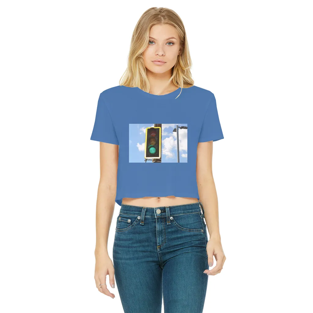 Traffic Light Classic Women's Cropped Raw Edge T-Shirt