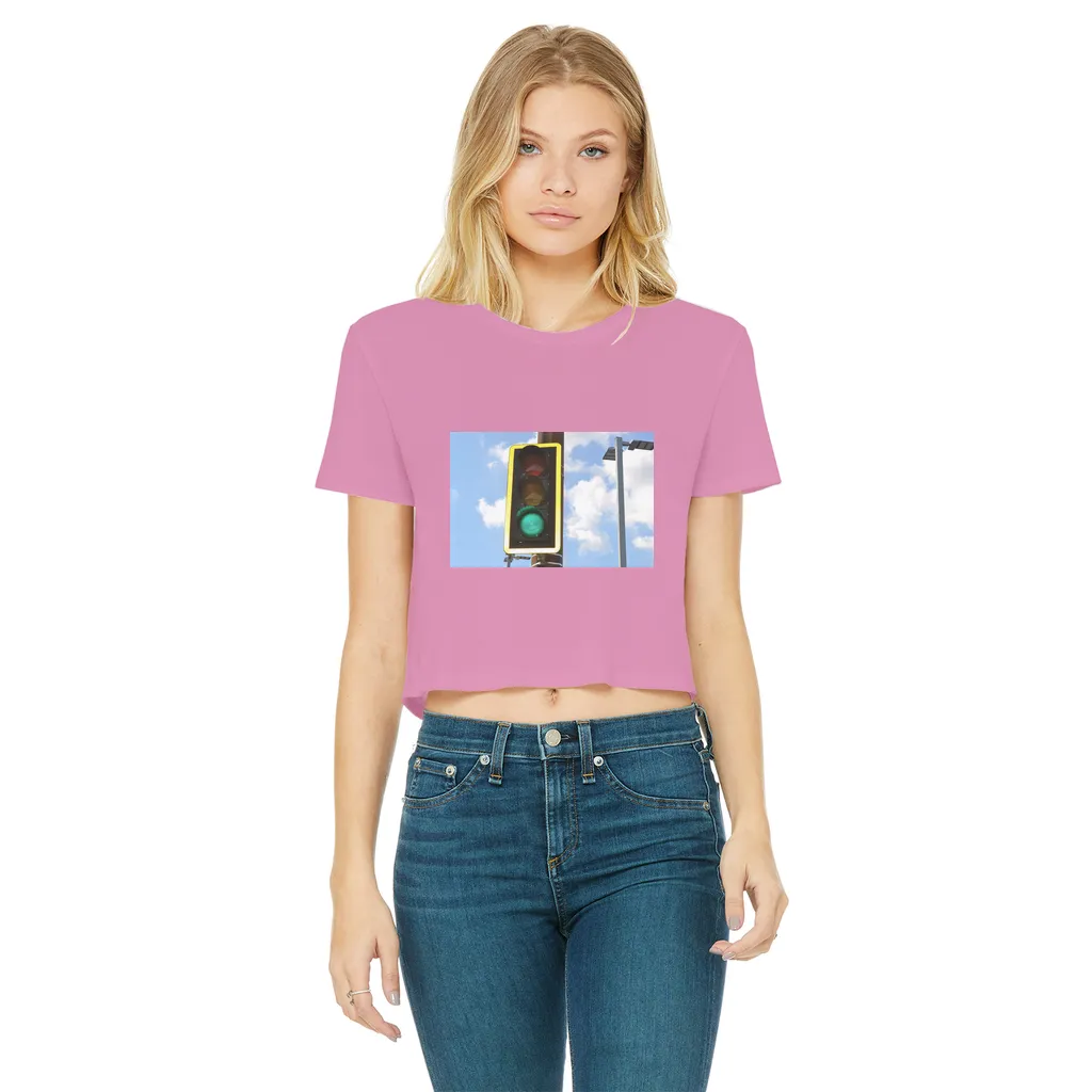 Traffic Light Classic Women's Cropped Raw Edge T-Shirt