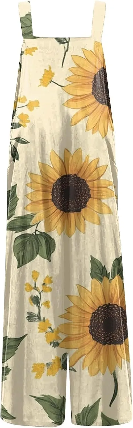 Trendy Jumpsuits for Women, Loose Floral Boho Beach Vacation Spring Womens Romper