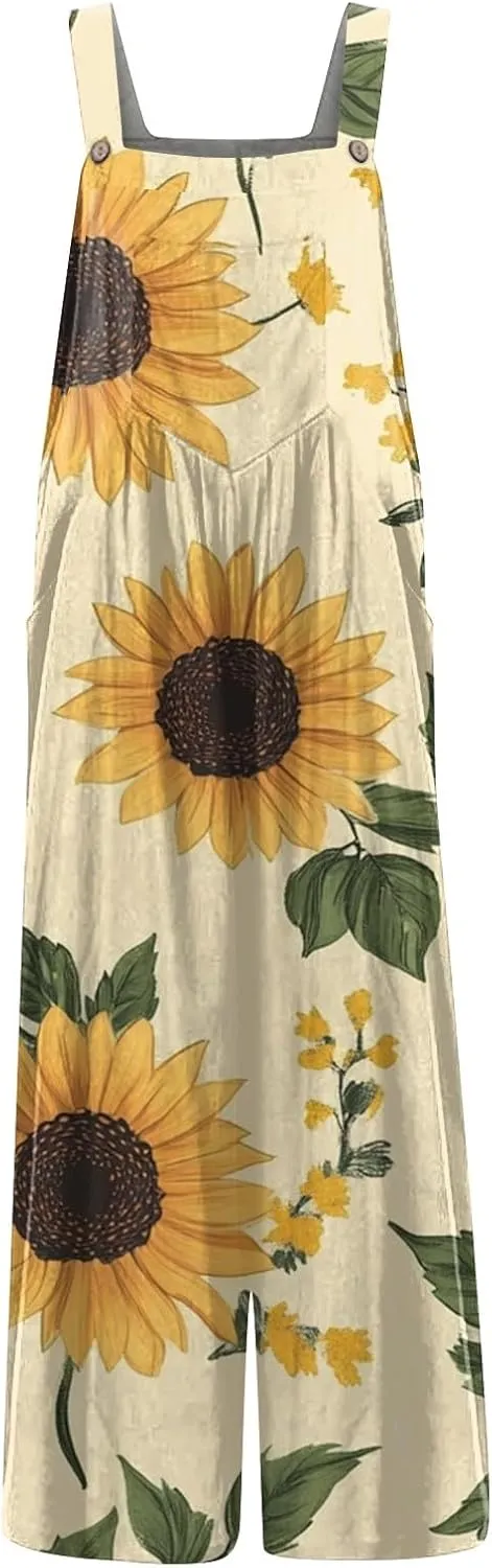 Trendy Jumpsuits for Women, Loose Floral Boho Beach Vacation Spring Womens Romper