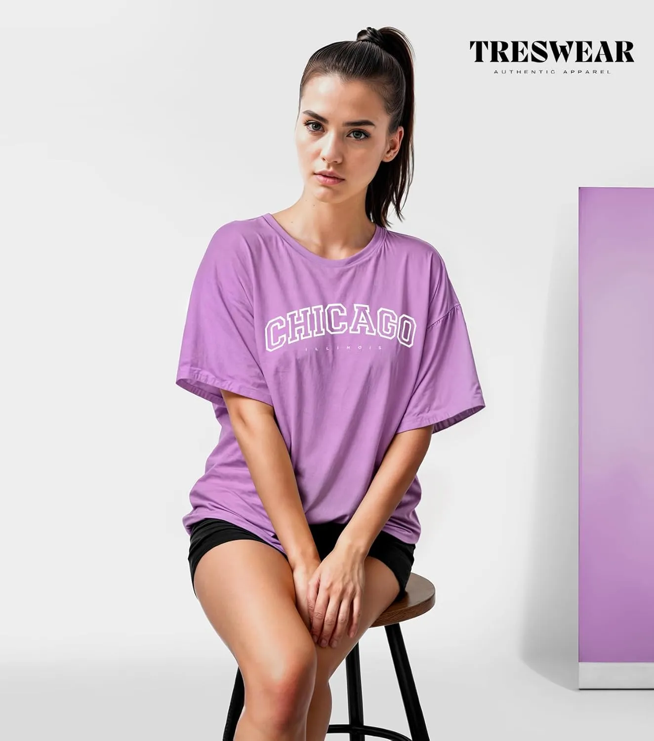 Treswear - Womens Oversized Graphic Tee Shirts - Loose Fit Crew Neck Short Sleeve Tops Summer Casual Blouse, Comfy Basic Tee