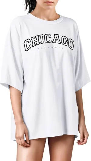 Treswear - Womens Oversized Graphic Tee Shirts - Loose Fit Crew Neck Short Sleeve Tops Summer Casual Blouse, Comfy Basic Tee