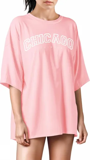 Treswear - Womens Oversized Graphic Tee Shirts - Loose Fit Crew Neck Short Sleeve Tops Summer Casual Blouse, Comfy Basic Tee