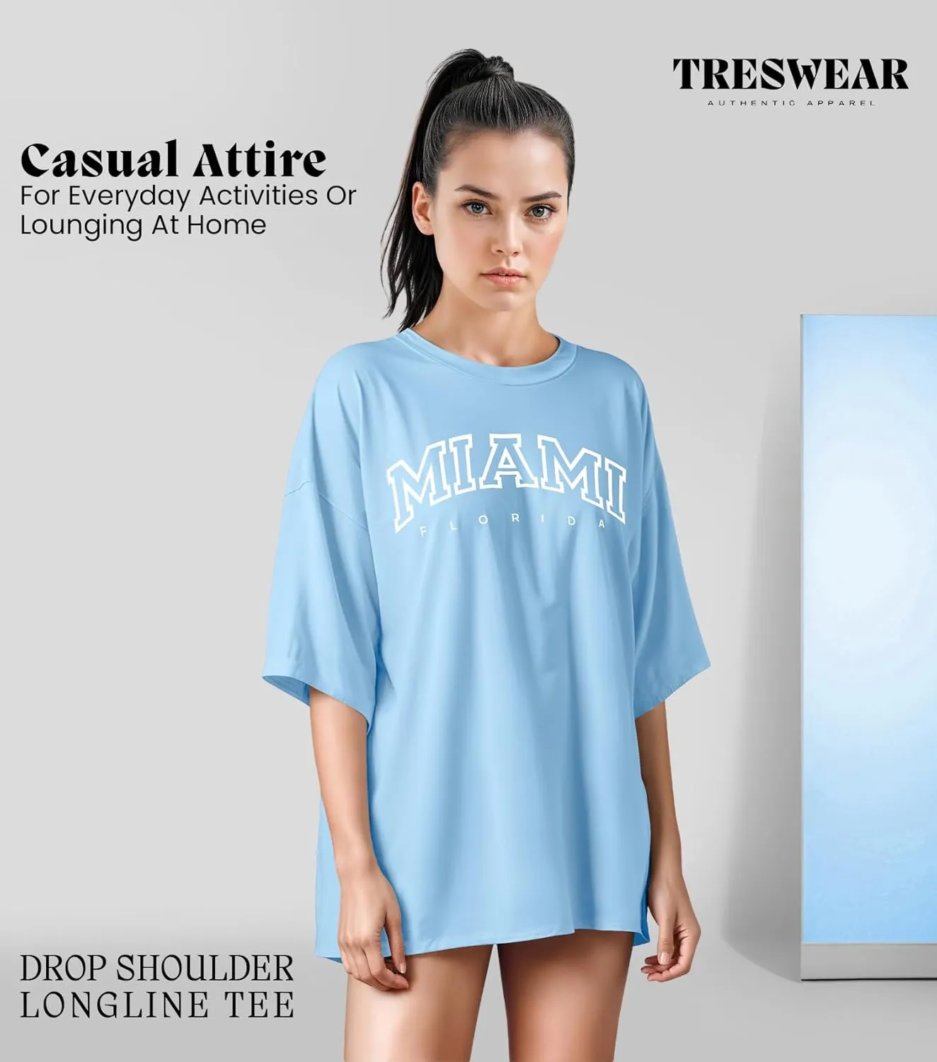 Treswear - Womens Oversized Graphic Tee Shirts - Loose Fit Crew Neck Short Sleeve Tops Summer Casual Blouse, Comfy Basic Tee