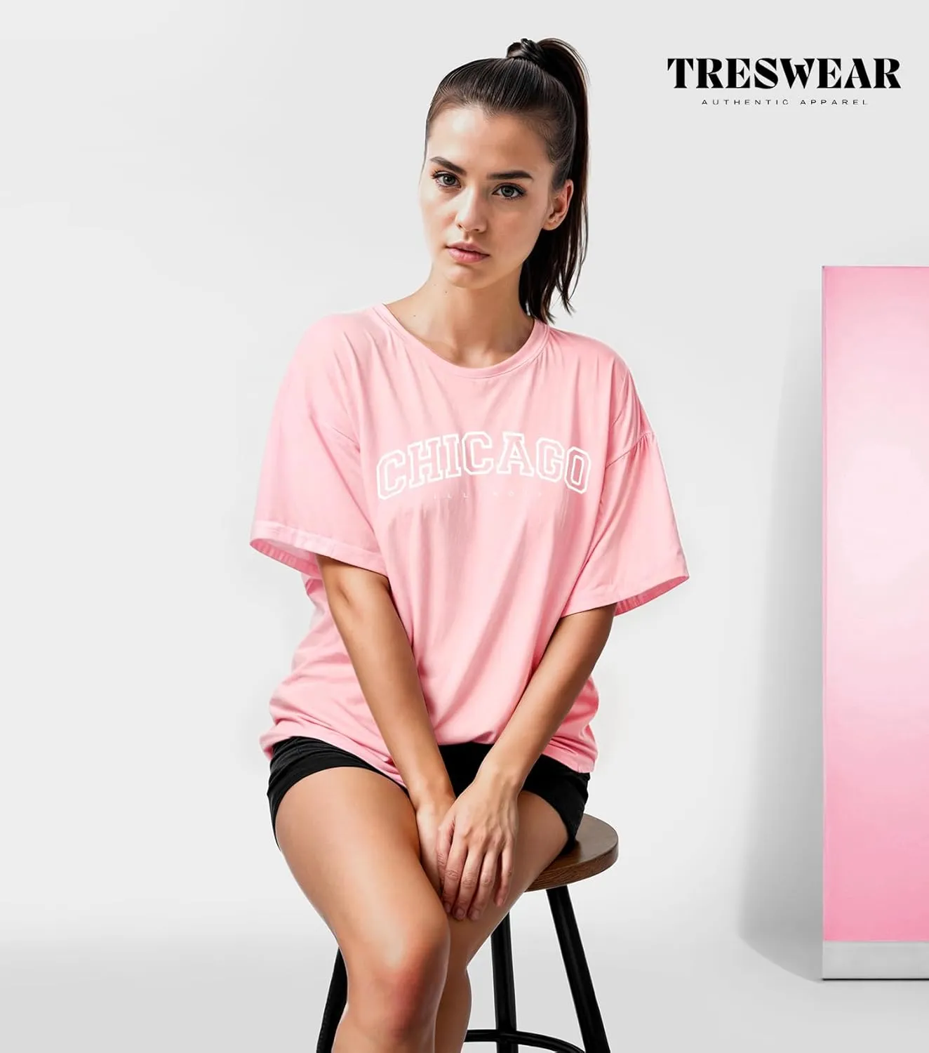 Treswear - Womens Oversized Graphic Tee Shirts - Loose Fit Crew Neck Short Sleeve Tops Summer Casual Blouse, Comfy Basic Tee