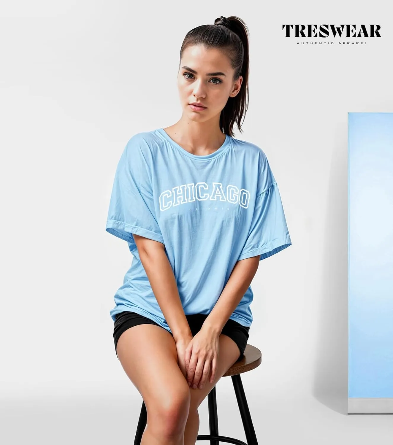 Treswear - Womens Oversized Graphic Tee Shirts - Loose Fit Crew Neck Short Sleeve Tops Summer Casual Blouse, Comfy Basic Tee