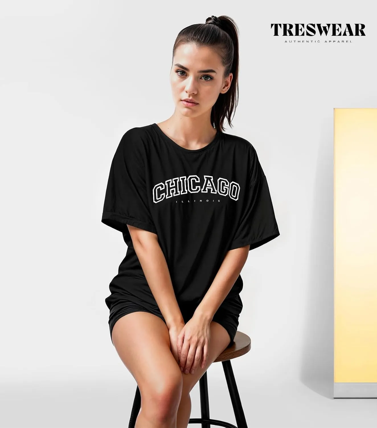 Treswear - Womens Oversized Graphic Tee Shirts - Loose Fit Crew Neck Short Sleeve Tops Summer Casual Blouse, Comfy Basic Tee