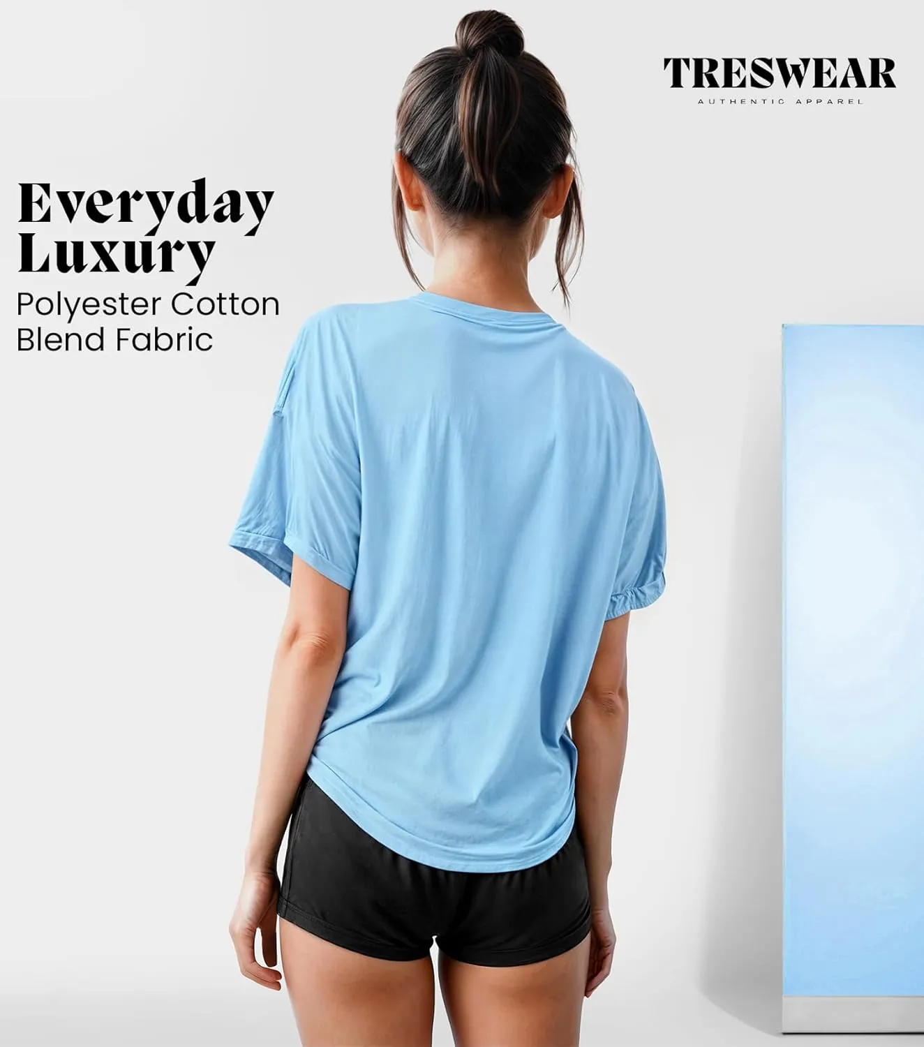 Treswear - Womens Oversized Graphic Tee Shirts - Loose Fit Crew Neck Short Sleeve Tops Summer Casual Blouse, Comfy Basic Tee
