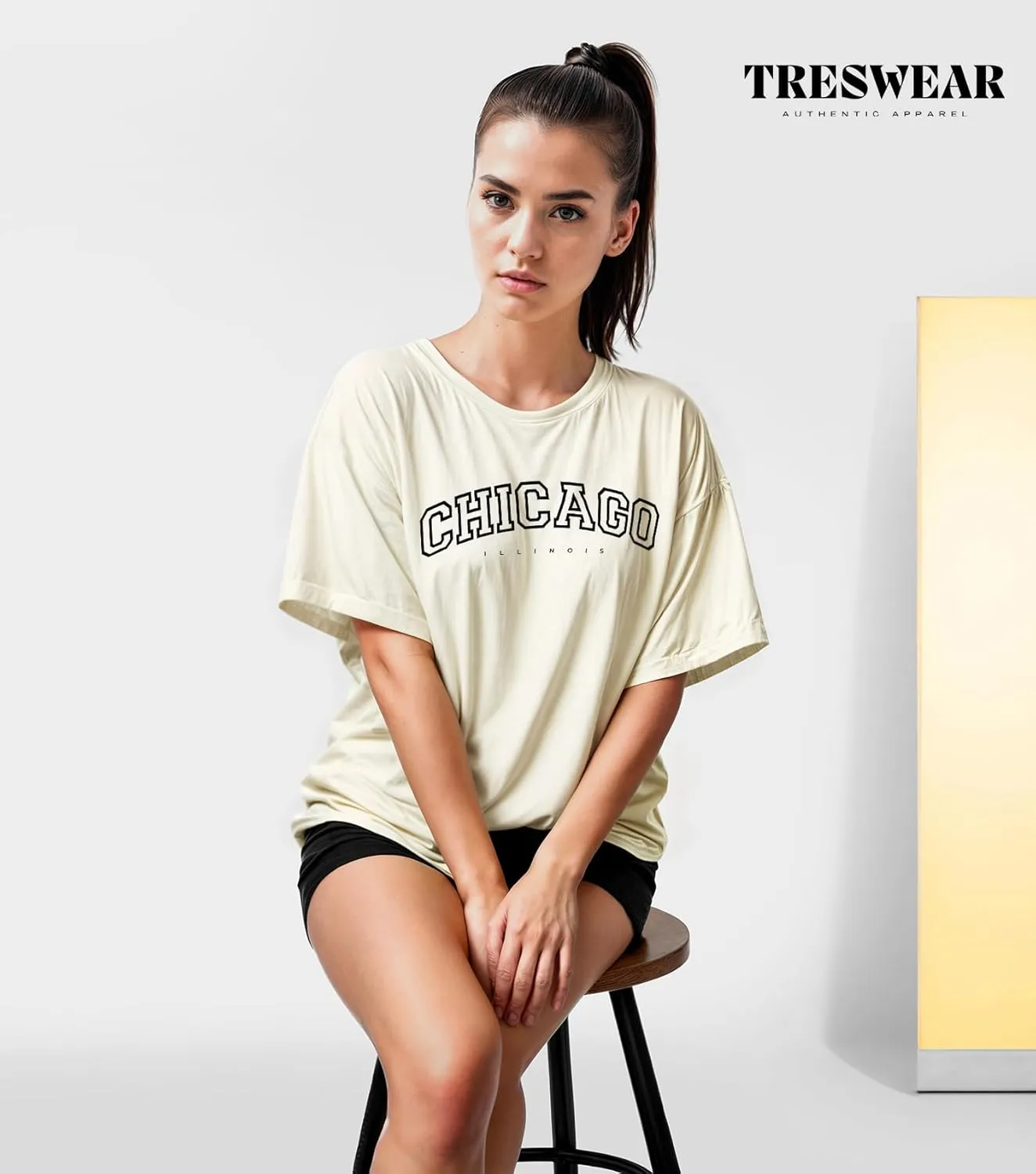 Treswear - Womens Oversized Graphic Tee Shirts - Loose Fit Crew Neck Short Sleeve Tops Summer Casual Blouse, Comfy Basic Tee