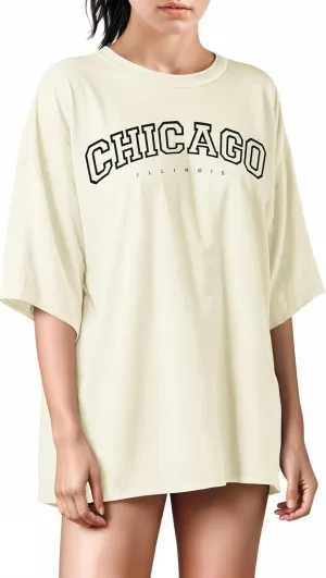 Treswear - Womens Oversized Graphic Tee Shirts - Loose Fit Crew Neck Short Sleeve Tops Summer Casual Blouse, Comfy Basic Tee