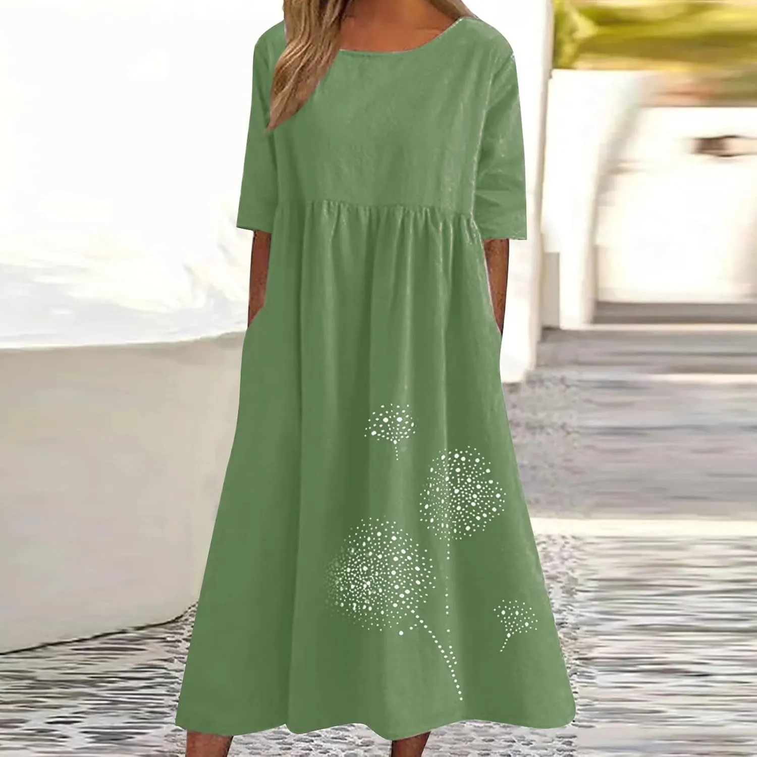 Tshirt Dress for Women 2025 Casual Plus Size Summer Midi Dress Boho Floral Print Loose Flowy Long Dresses with Pockets
