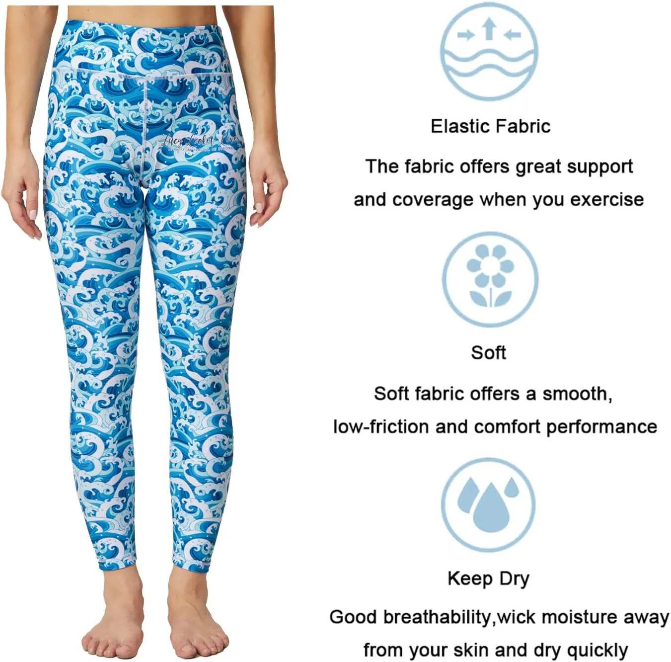 UIUO-UIPEU Women's Printed Yoga Pants with Pockets 7/8 Workout Leggings for Women Tummy Control Compression Leggings