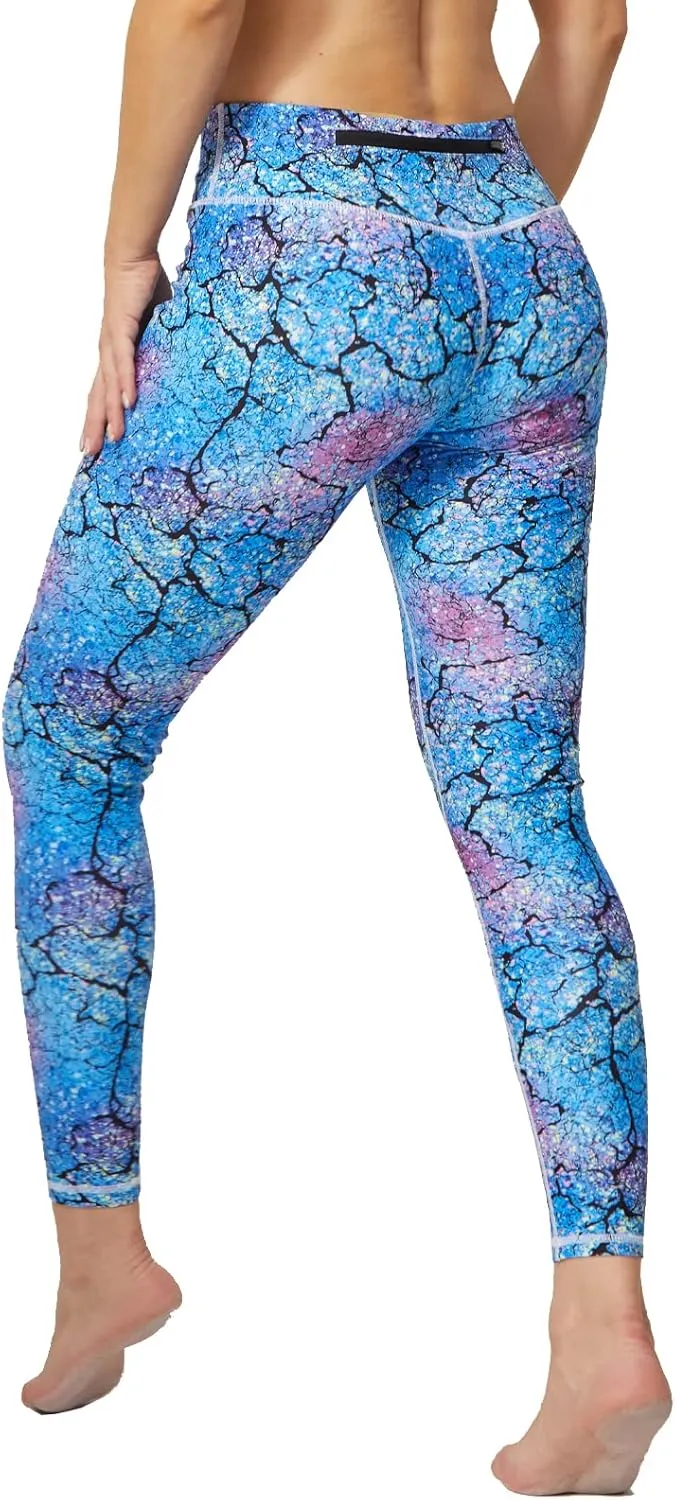 UIUO-UIPEU Women's Printed Yoga Pants with Pockets 7/8 Workout Leggings for Women Tummy Control Compression Leggings