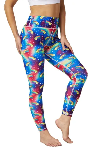 UIUO-UIPEU Women's Printed Yoga Pants with Pockets 7/8 Workout Leggings for Women Tummy Control Compression Leggings