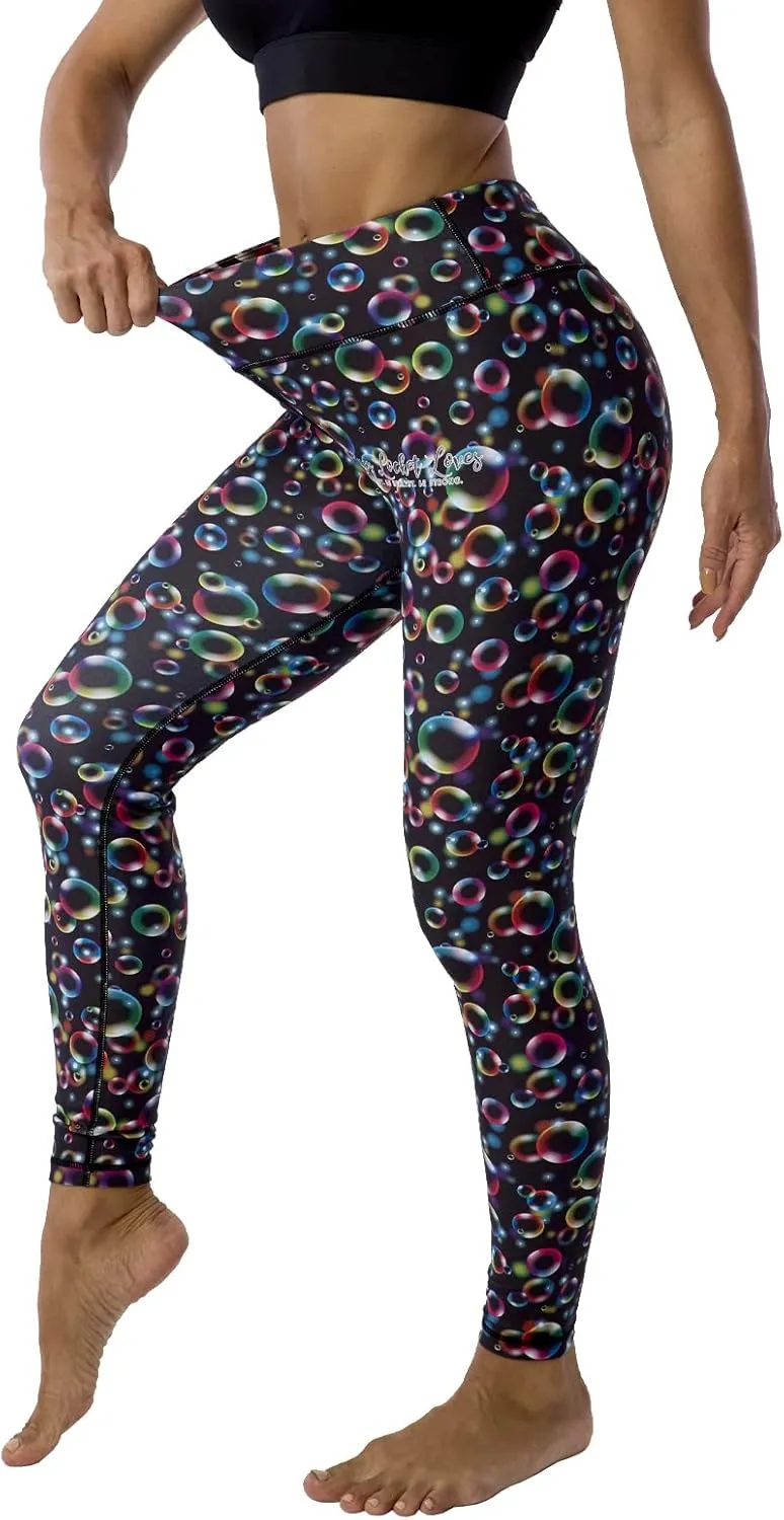 UIUO-UIPEU Women's Printed Yoga Pants with Pockets 7/8 Workout Leggings for Women Tummy Control Compression Leggings