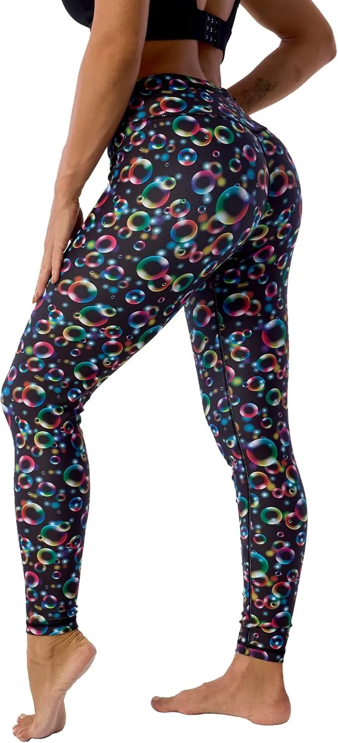 UIUO-UIPEU Women's Printed Yoga Pants with Pockets 7/8 Workout Leggings for Women Tummy Control Compression Leggings