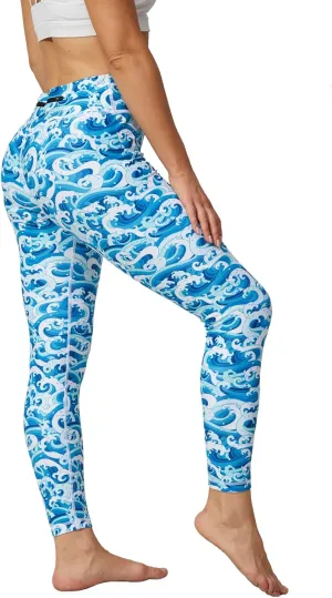 UIUO-UIPEU Women's Printed Yoga Pants with Pockets 7/8 Workout Leggings for Women Tummy Control Compression Leggings