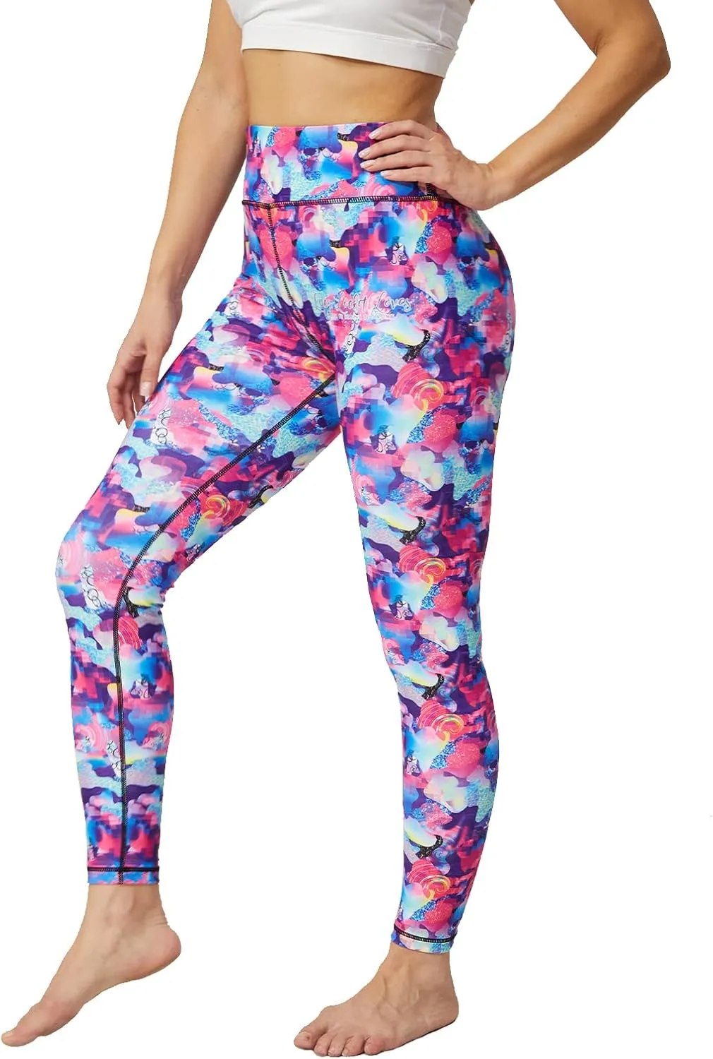 UIUO-UIPEU Women's Printed Yoga Pants with Pockets 7/8 Workout Leggings for Women Tummy Control Compression Leggings