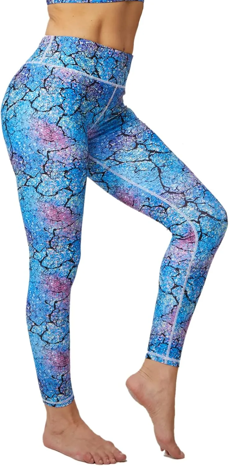 UIUO-UIPEU Women's Printed Yoga Pants with Pockets 7/8 Workout Leggings for Women Tummy Control Compression Leggings
