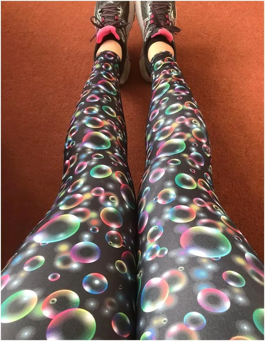 UIUO-UIPEU Women's Printed Yoga Pants with Pockets 7/8 Workout Leggings for Women Tummy Control Compression Leggings
