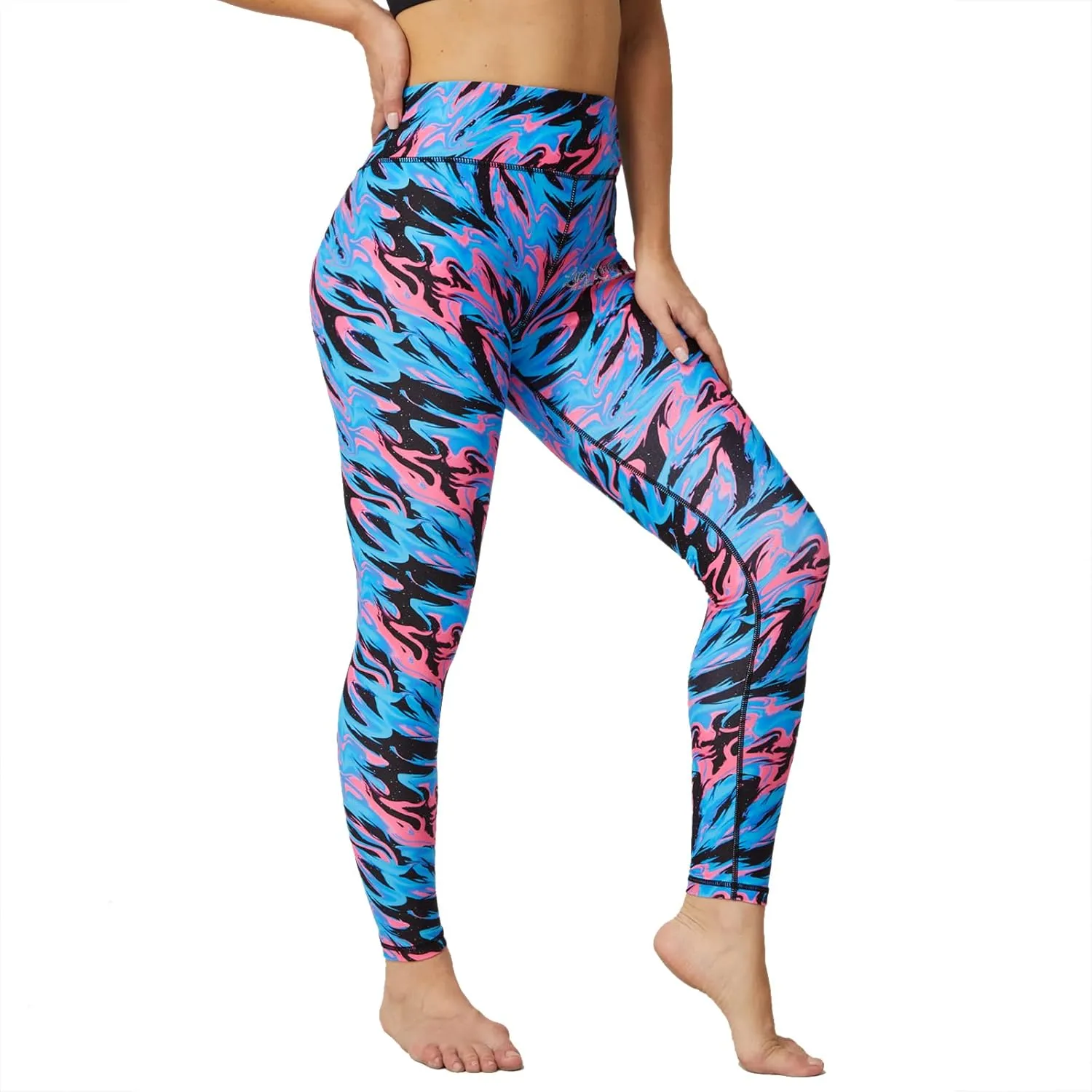 UIUO-UIPEU Women's Printed Yoga Pants with Pockets 7/8 Workout Leggings for Women Tummy Control Compression Leggings