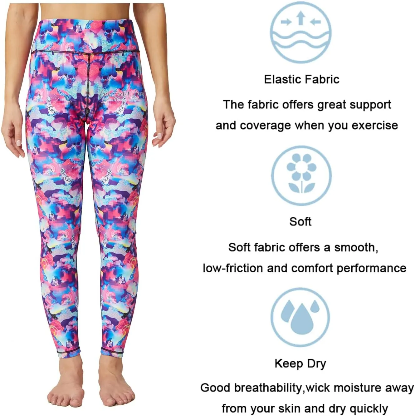 UIUO-UIPEU Women's Printed Yoga Pants with Pockets 7/8 Workout Leggings for Women Tummy Control Compression Leggings