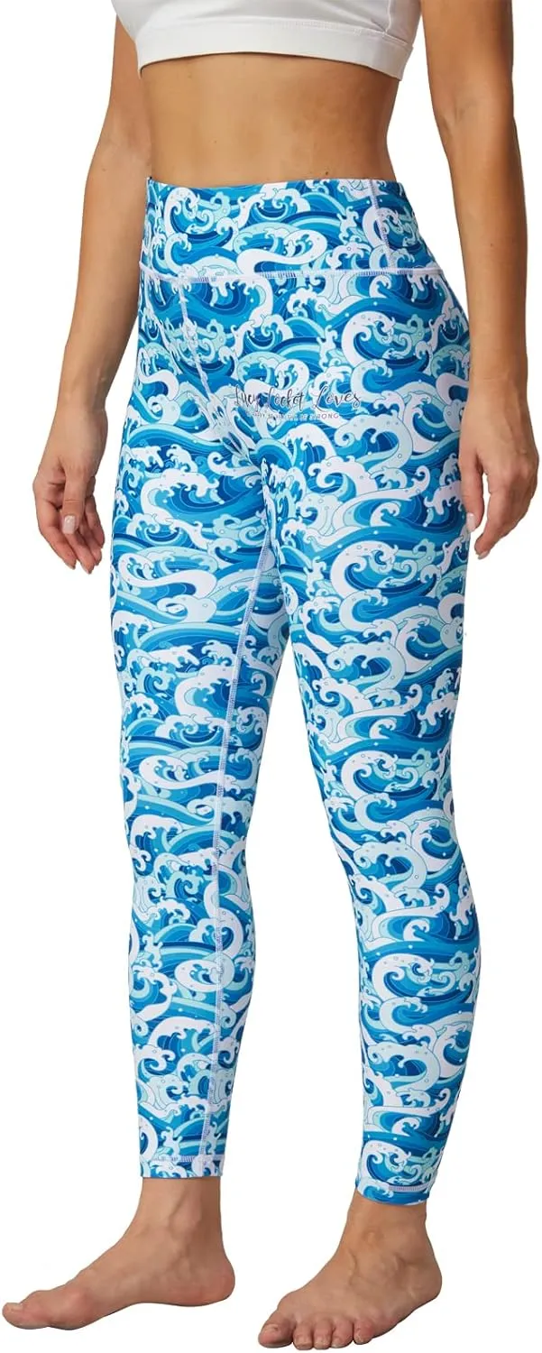UIUO-UIPEU Women's Printed Yoga Pants with Pockets 7/8 Workout Leggings for Women Tummy Control Compression Leggings