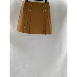 UNBRANDED Women's Academia Brown Button Pleated Mini A-Line Skirt SZ S