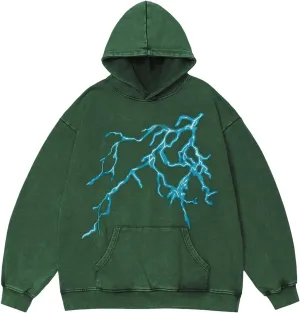 Vamtac Mens Graphic Hoodies Oversized Washed Vintage Heavy Streetwear Sweatshirt Hooded Pullover