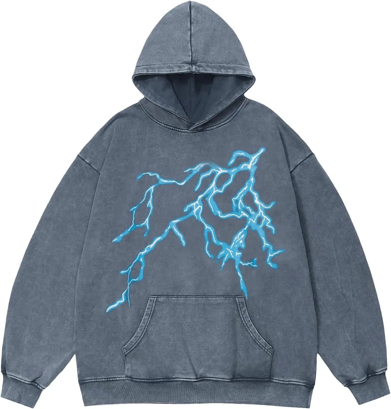 Vamtac Mens Graphic Hoodies Oversized Washed Vintage Heavy Streetwear Sweatshirt Hooded Pullover