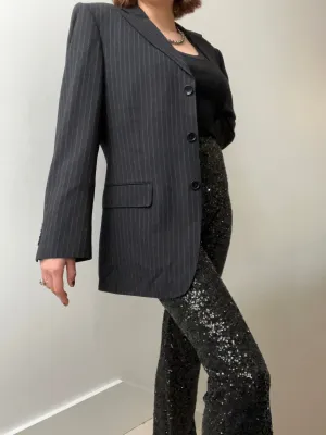 Vintage Italian Black Pinstripe Blazer