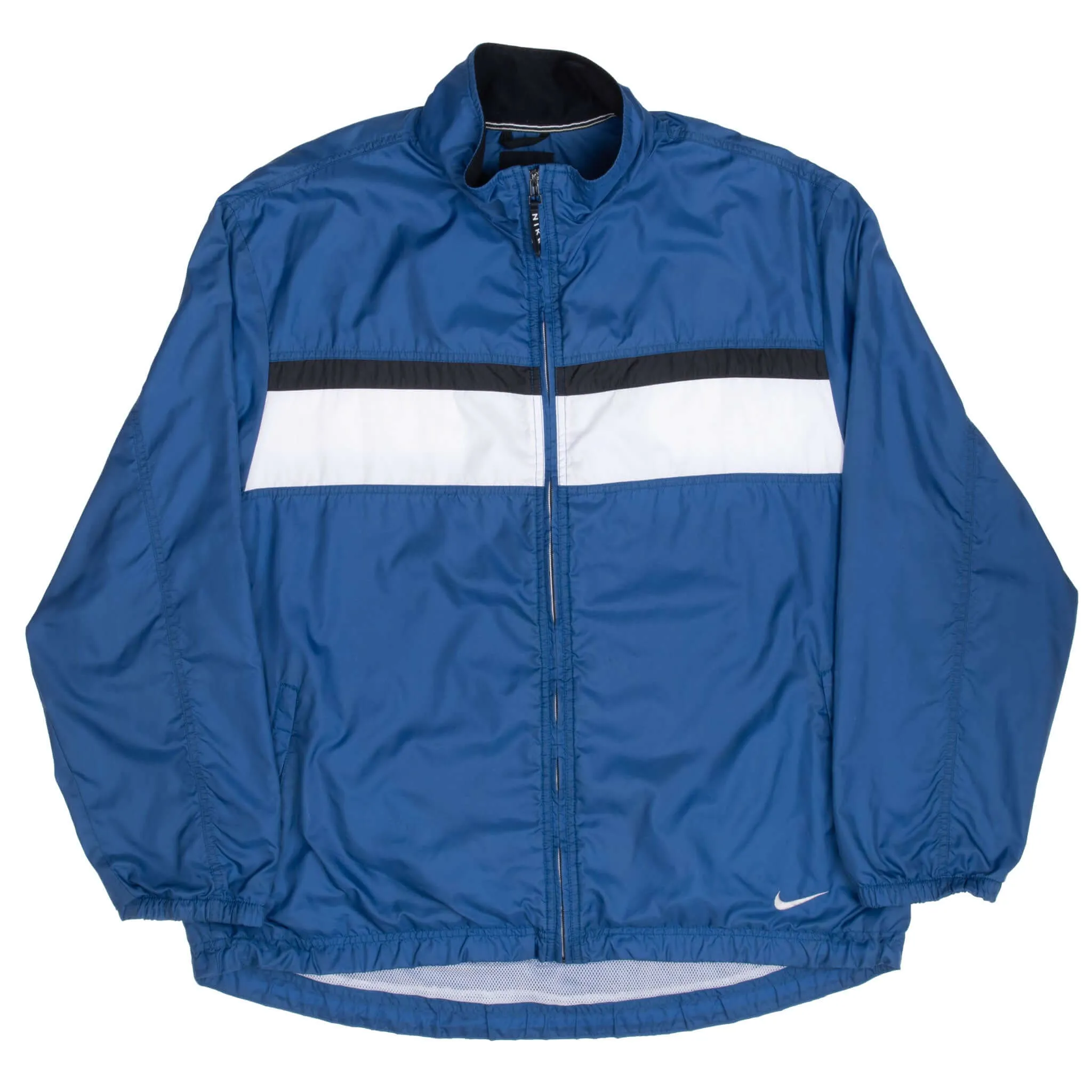 VINTAGE NIKE CLASSIC SWOOSH BLUE WINDBREAKER JACKET 1990S XL