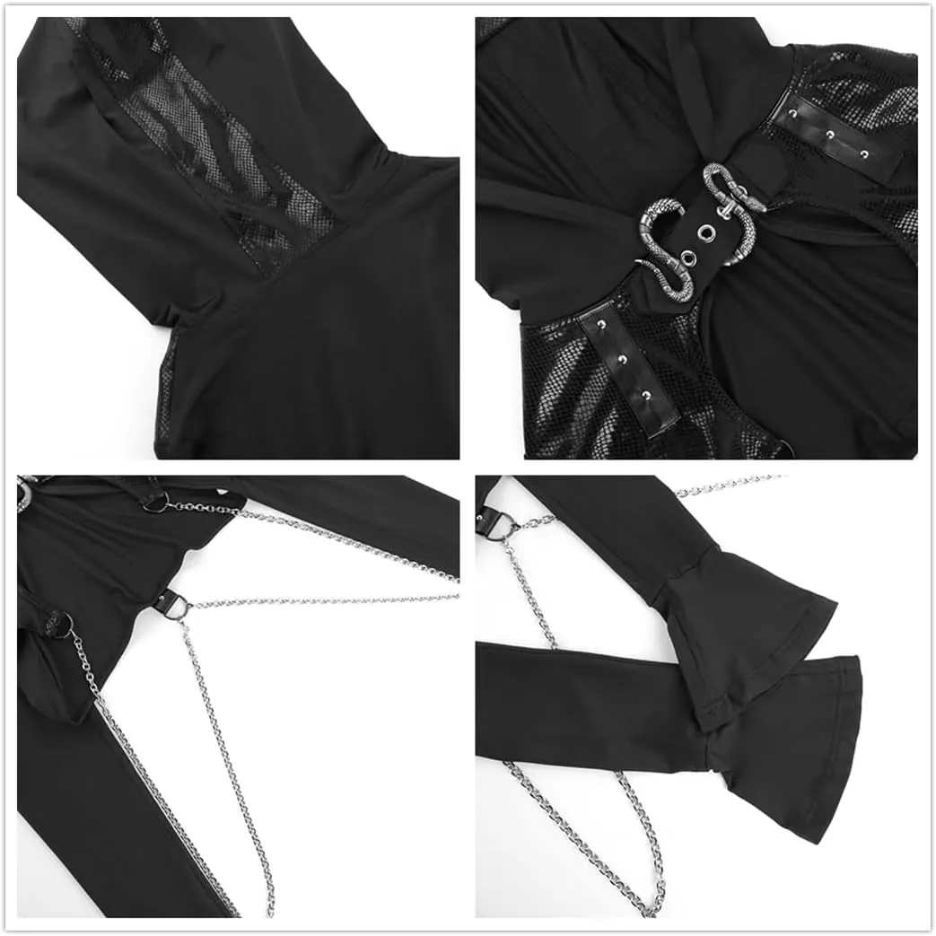 win2win Goth Crop Top Hoodies For Women Punk Gothic Sweatshirt Hoodie Rave Festival Long Sleeve Emo Aesthetic Tops