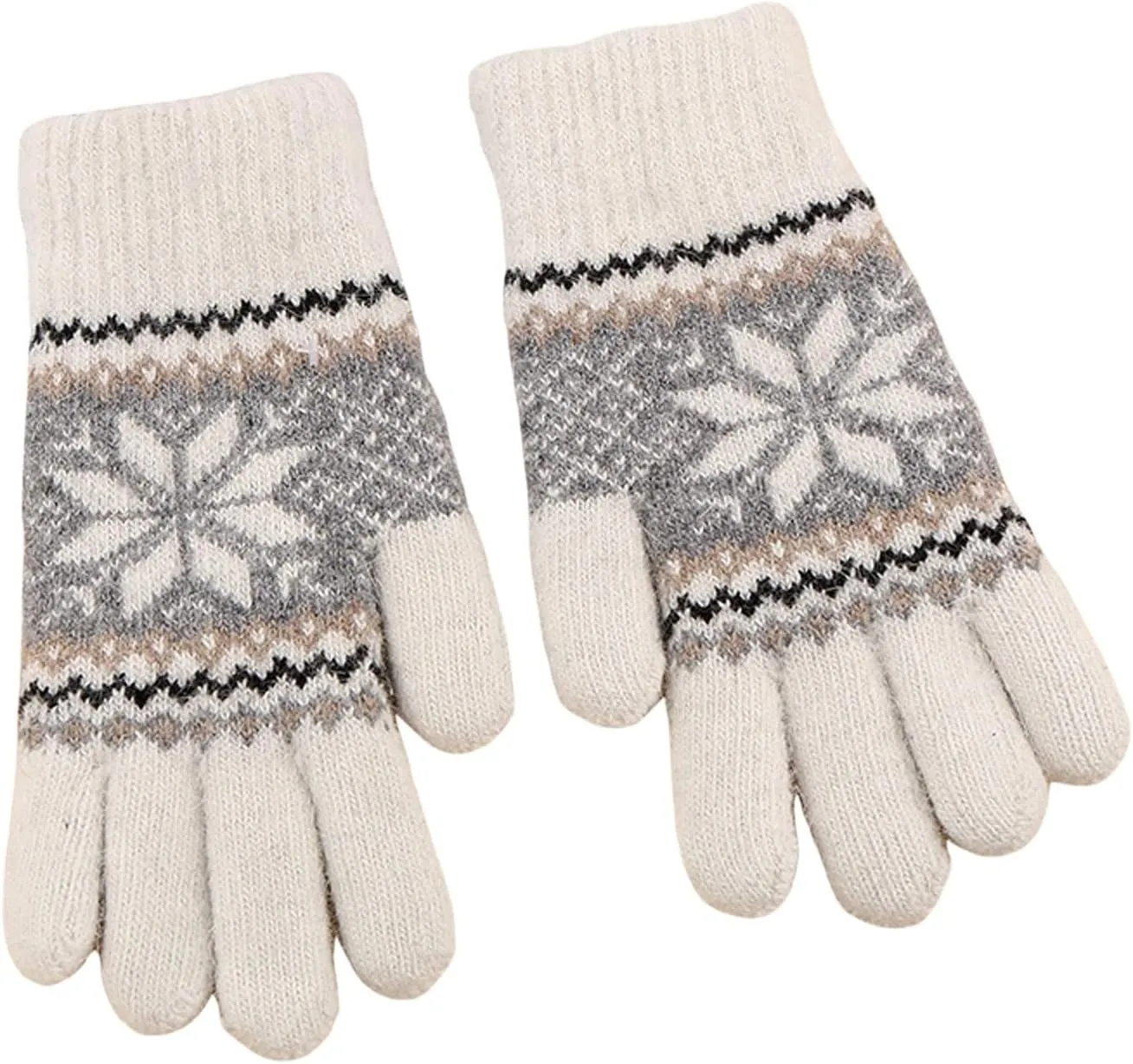 Winter Gloves For Women Cold Weather Gloves Mittens Snow Gloves Fleece Thick Double-Layer Warm Gear Knit Gloves