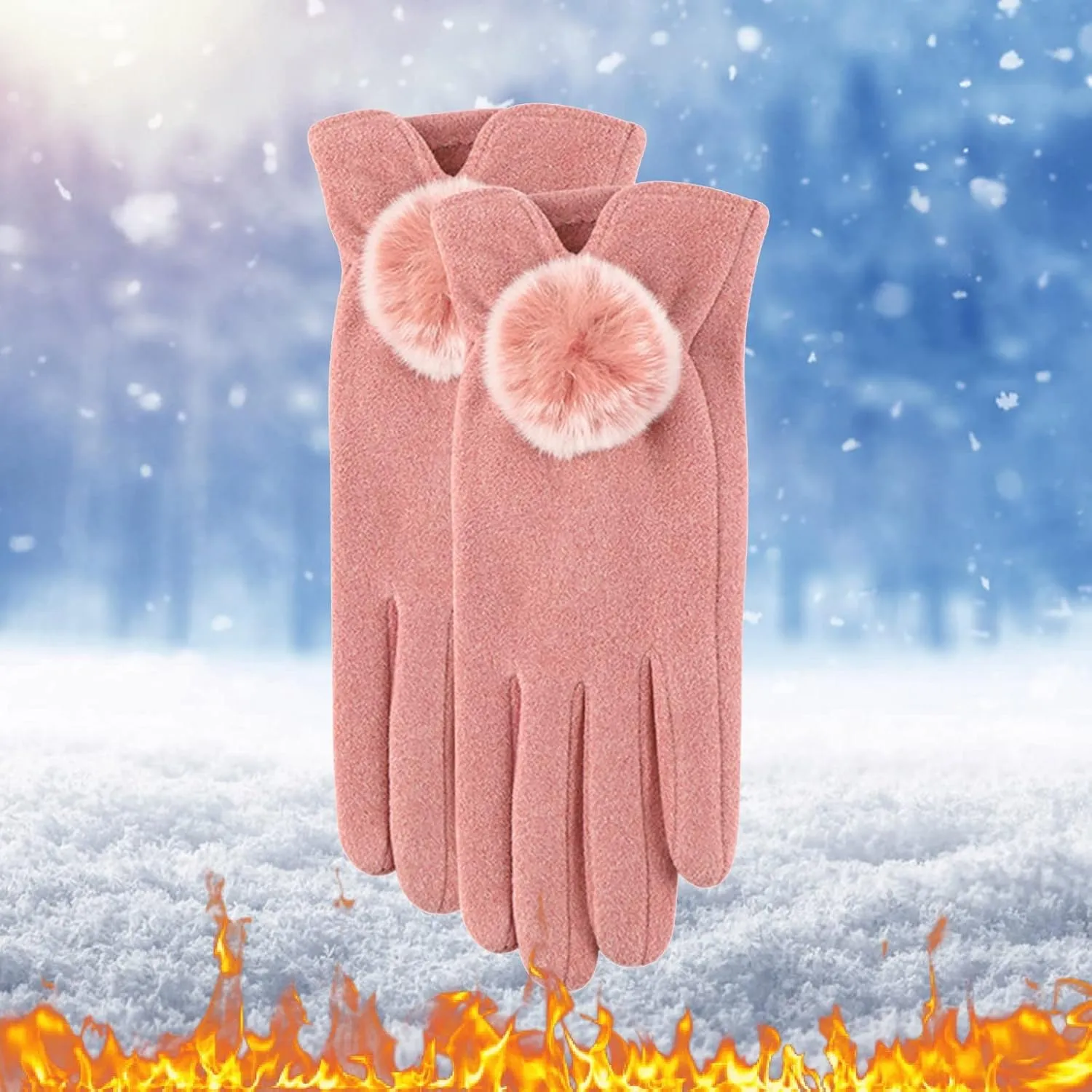 Winter Womens Leather Gloves Black Touchscreen Gloves Soft Warm Driving Cycling Mitten Cute Gloves for Women