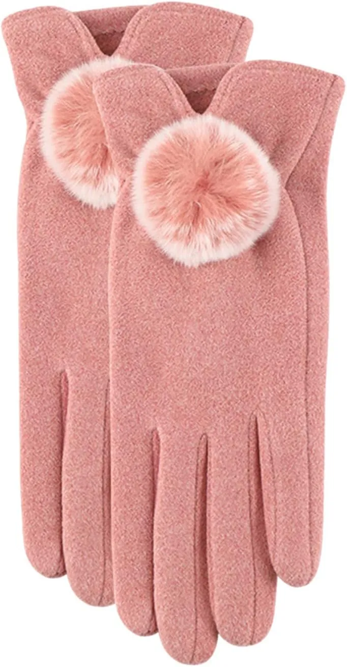 Winter Womens Leather Gloves Black Touchscreen Gloves Soft Warm Driving Cycling Mitten Cute Gloves for Women