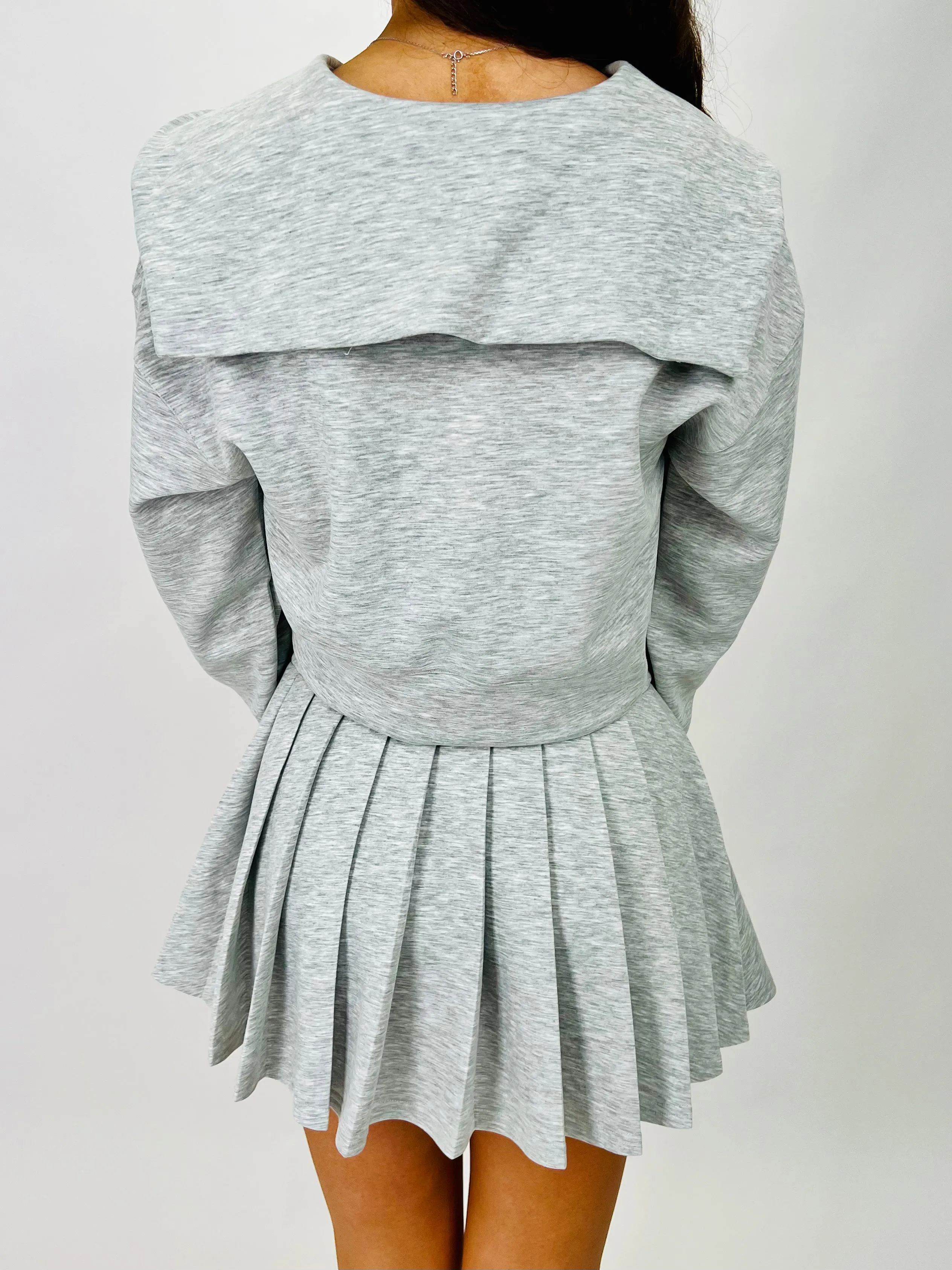 WISH FOR MORE GREY SCUBA SKIRT SET