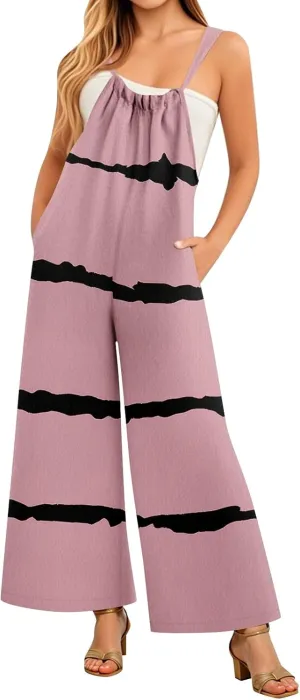 Women 2025 Resort Wear Beach Summer Jumpsuits Sleeveless Sport Lounge Outfits Adjustable Straps Travel Overalls