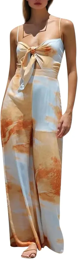 Women Dresses 2025 Cute Print Maxi Cami Dresses Sleeveless Casual Spaghetti Strap Graffiti Dress Vacation Dress
