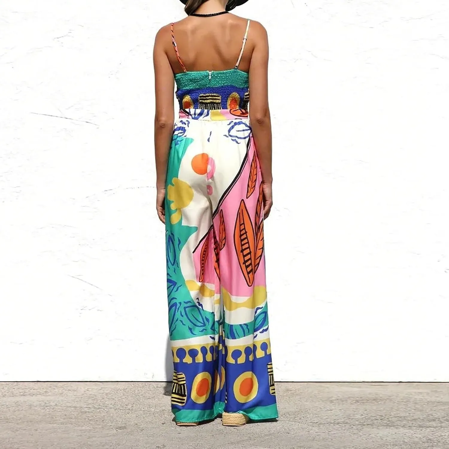 Women Dresses 2025 Cute Print Maxi Cami Dresses Sleeveless Casual Spaghetti Strap Graffiti Dress Vacation Dress