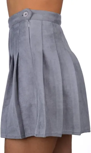 Women Faux Suede High-Waisted Pleated Mini Skirts with Soft Shorts Underneath