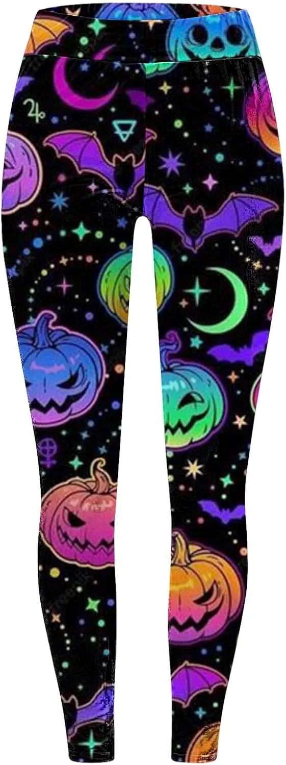 Women Halloween Leggings Striped Halloween Print Collection High Waist Women's Leggings Compression Pants Yoga