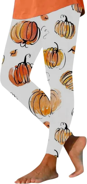 Women Halloween Leggings Striped Halloween Print Collection High Waist Women's Leggings Compression Pants Yoga