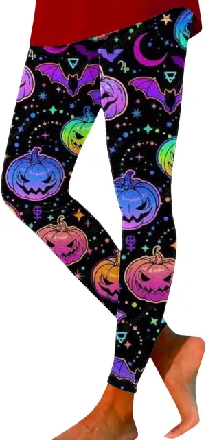 Women Halloween Leggings Striped Halloween Print Collection High Waist Women's Leggings Compression Pants Yoga